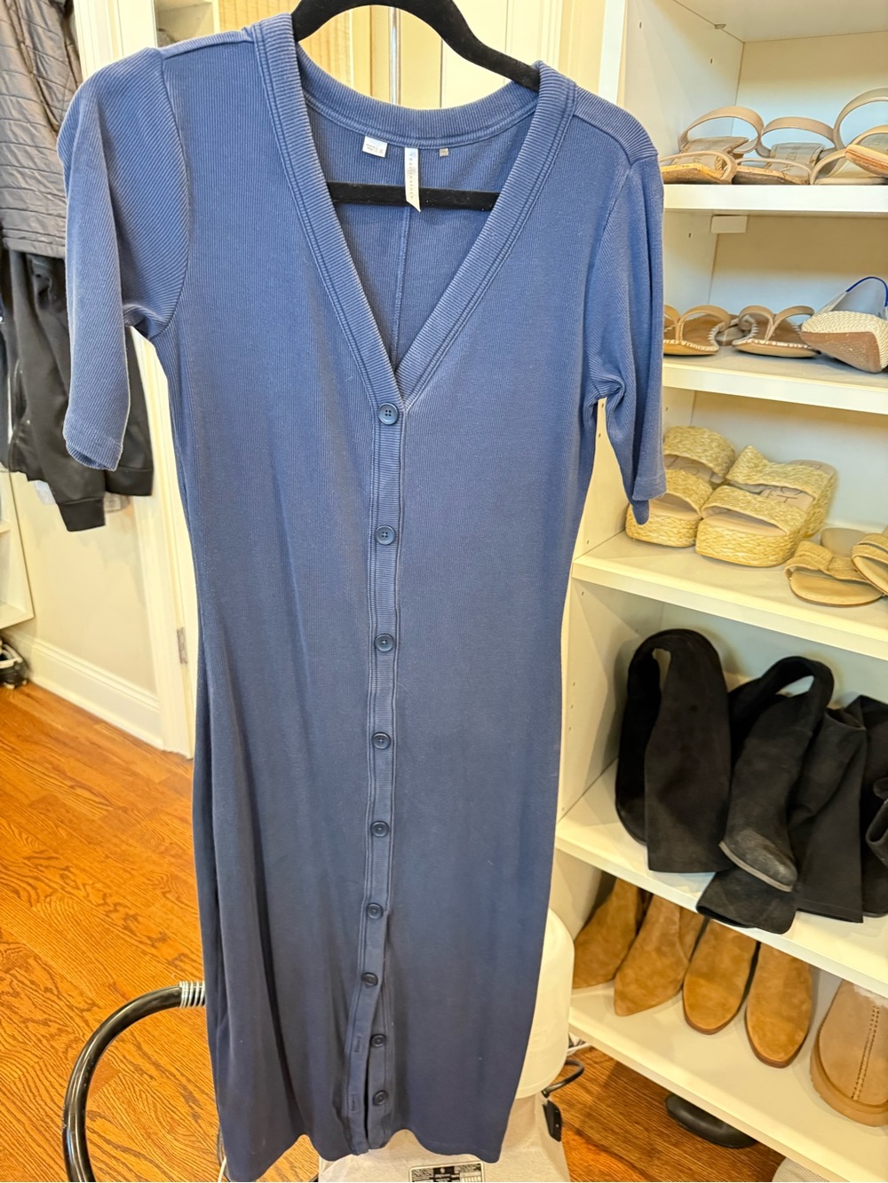Travis Matthew Blue Button-Front Midi Dress